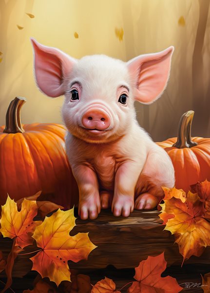 Pussel Cute Fall Piglet 60 bitar