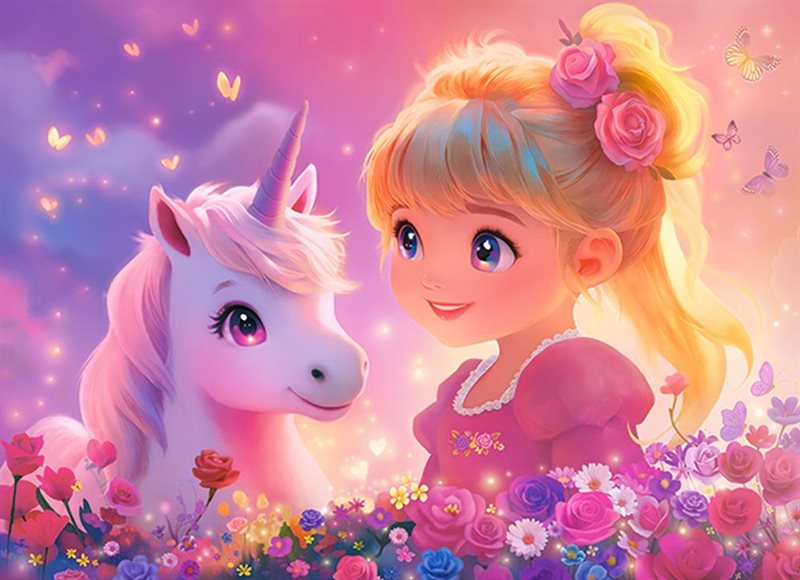 Pussel 100 bitar Princess with unicorn