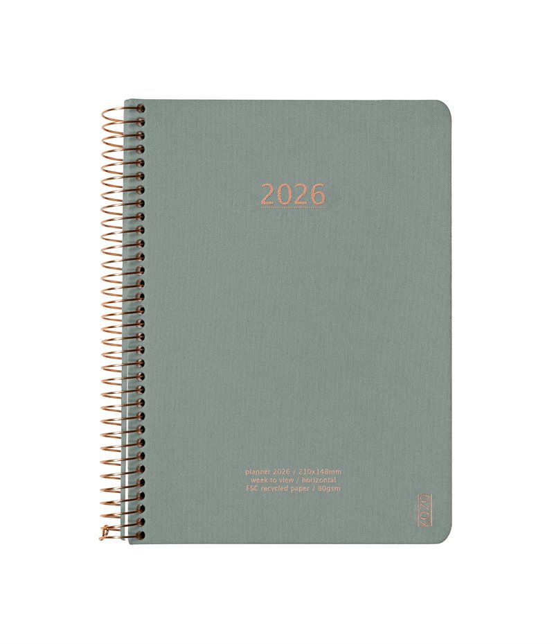 KOZO Kalender 2026 A5 Vecka per uppslag Aloe Vera