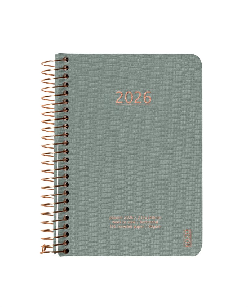 KOZO Kalender 2026 A6 Vecka per uppslag Aloe Vera