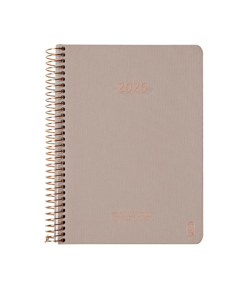 KOZO Kalender 2026 A5 Vecka per uppslag Sand