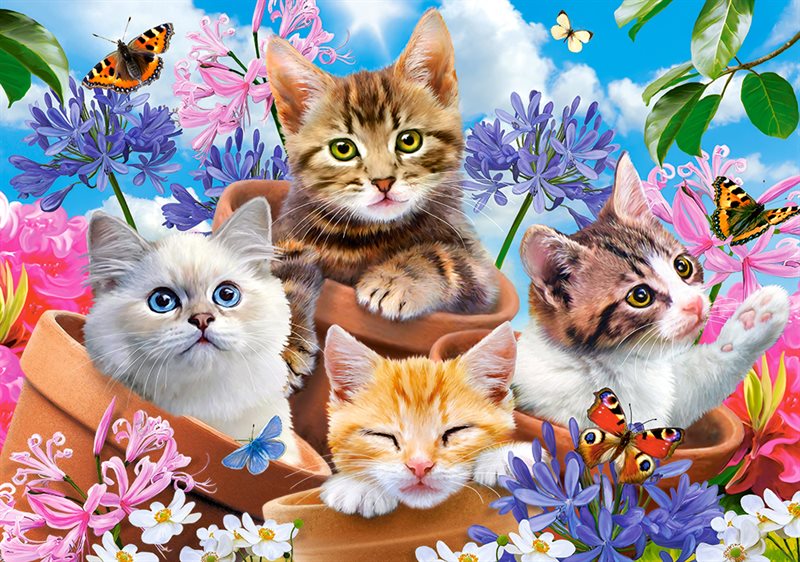 Kittens with flowers 500 bitar