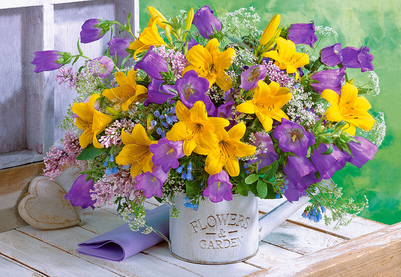 Bouquet of Lilies and Bellflowers, 1000 bitar