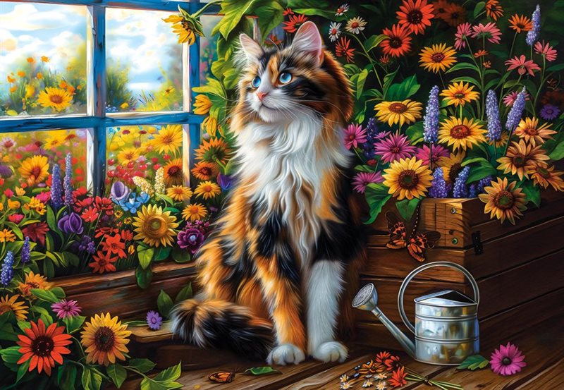 Pussel Blooming Cat Meditation 1000 bitar