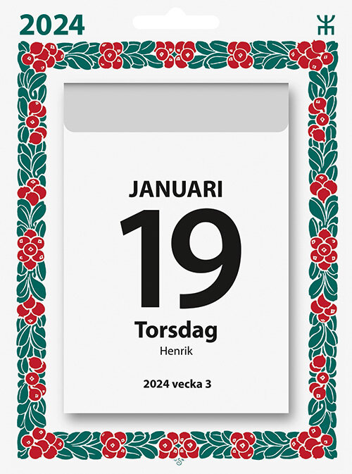 Kalender 2024 Väggplån Dagblock Lingon FSC