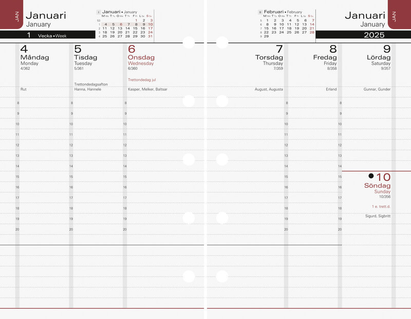Systemkalender Mini Executive refill Almanacksförlaget
