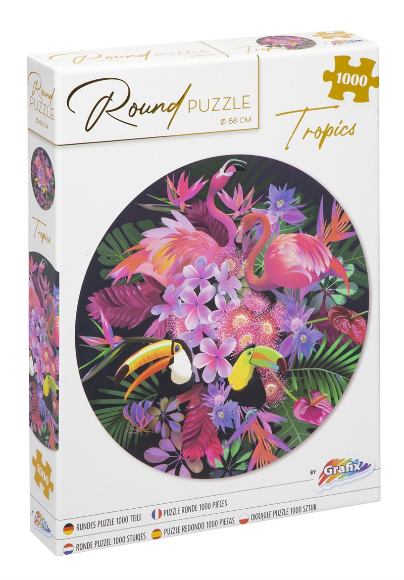 Pussel 1000 bitar : Tropiskt, runt, diameter 68 cm