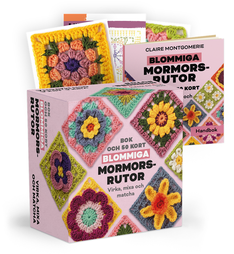 Blommiga mormorsrutor - Bok och 50 kort: Virka, mixa och matcha