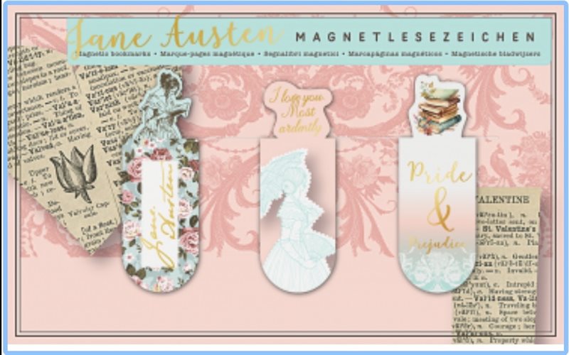 Magnetbokmärke Jane Austen, vintage