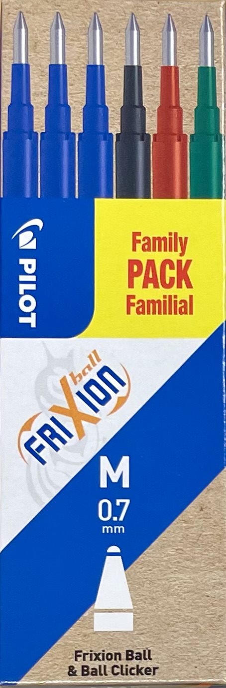 Pilot Frixion refill blå svart röd grön