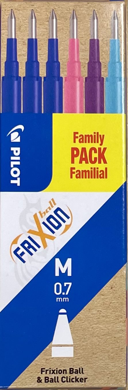 Pilot Frixion refill blå rosa violett ljusblå