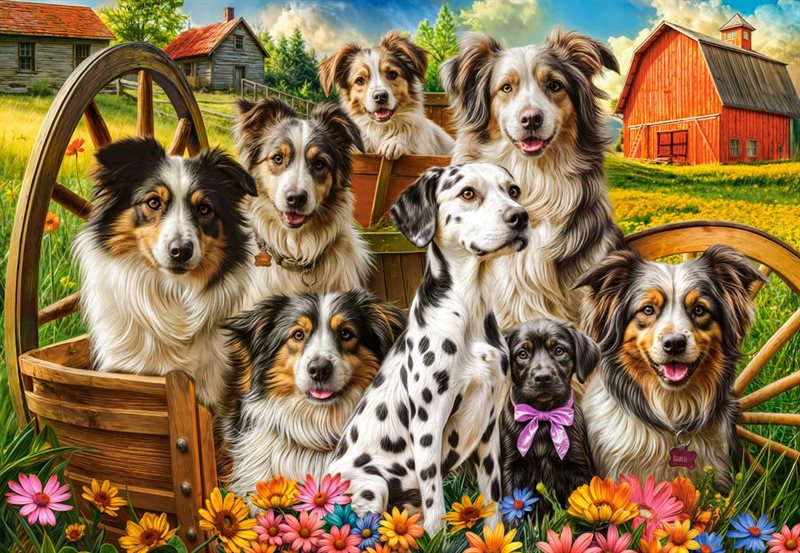 Happy dogs in the countryside 1000 bitar
