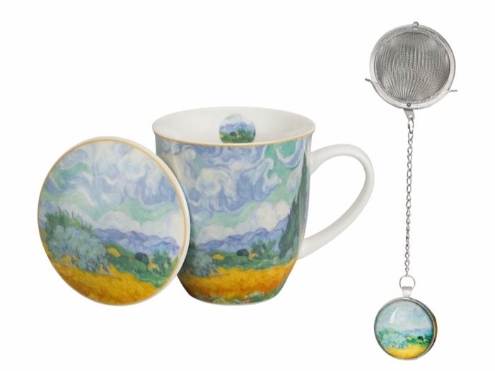 Mugg van Gogh med tesil och lock