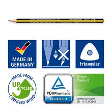 Grafitpenna i ergonomisk triangulär form, 3 styck i förpackning