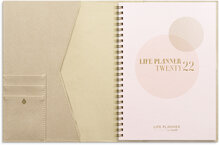 Life Planner, Pink, A5, beige konstläder Tora med slejf