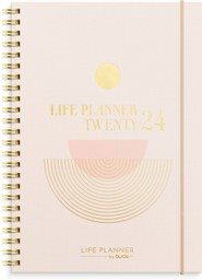 Life Planner, Pink, A5, beige konstläder Tora med slejf